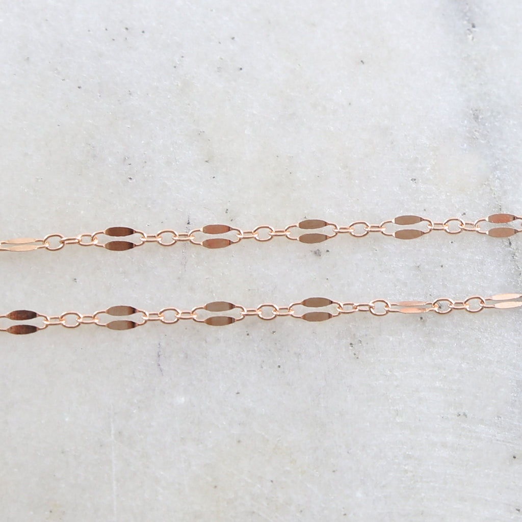 14K Gold Filled 14K GF Double Bar Link Flat Delicate – Sold by the Foot