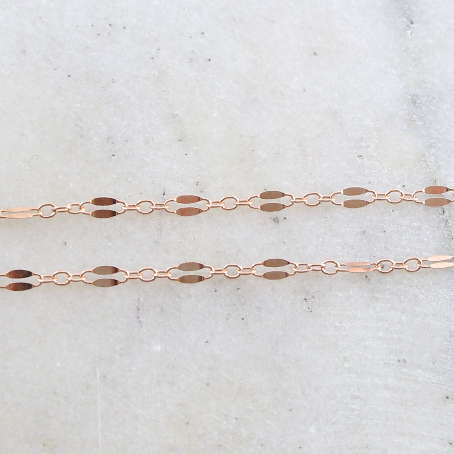 14K Gold Filled 14K GF Double Bar Link Flat Delicate – Sold by the Foot