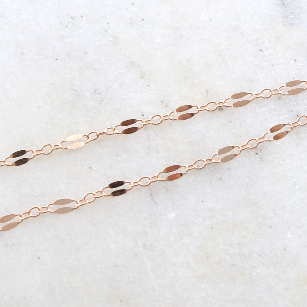 14K Gold Filled 14K GF Double Bar Link Flat Delicate – Sold by the Foot