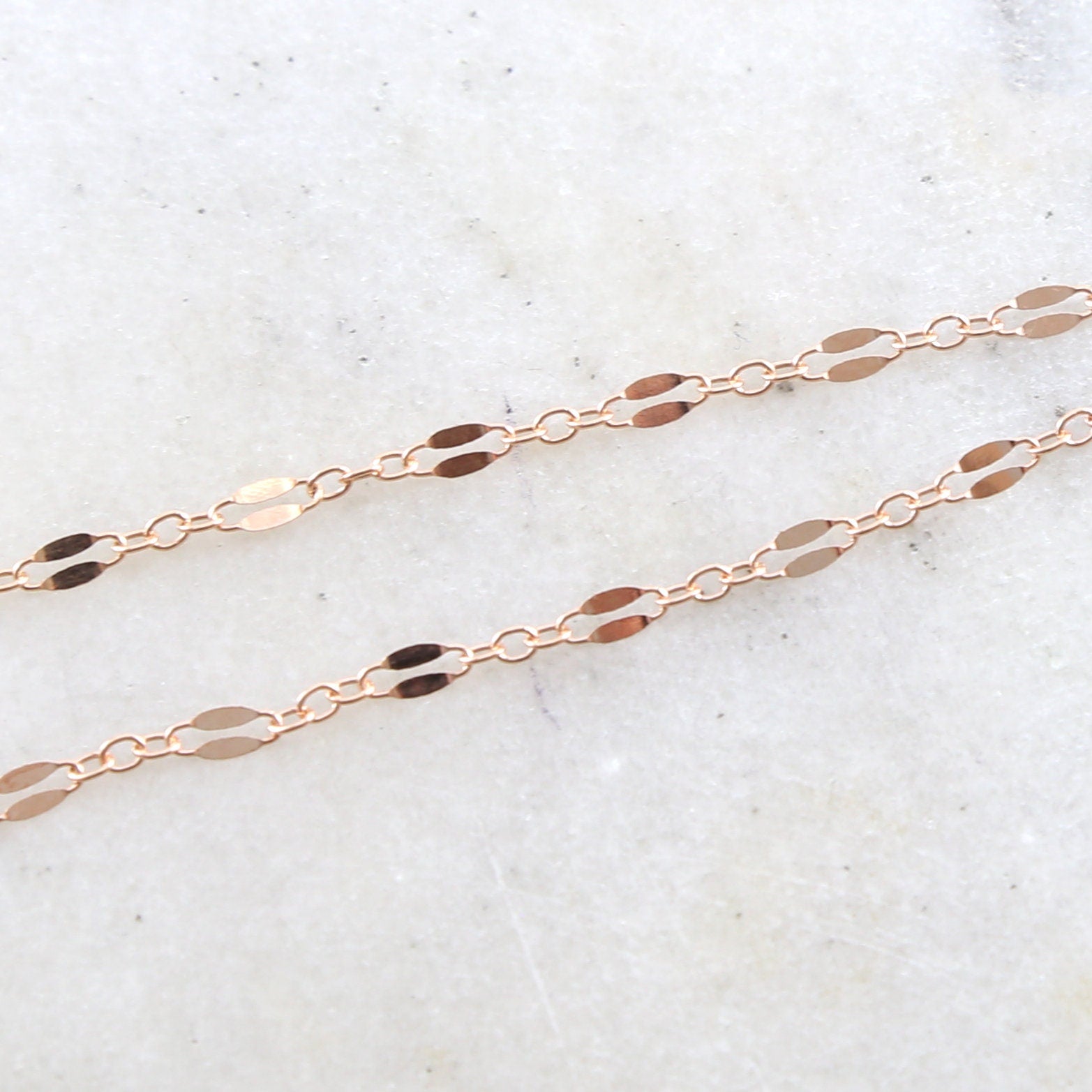 14K Gold Filled 14K GF Double Bar Link Flat Delicate – Sold by the Foot