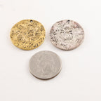 26mm Gold Plated or Pewter Large Textured Medallion Stamping Blank Circle Coin