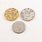 26mm Gold Plated or Pewter Large Textured Medallion Stamping Blank Circle Coin