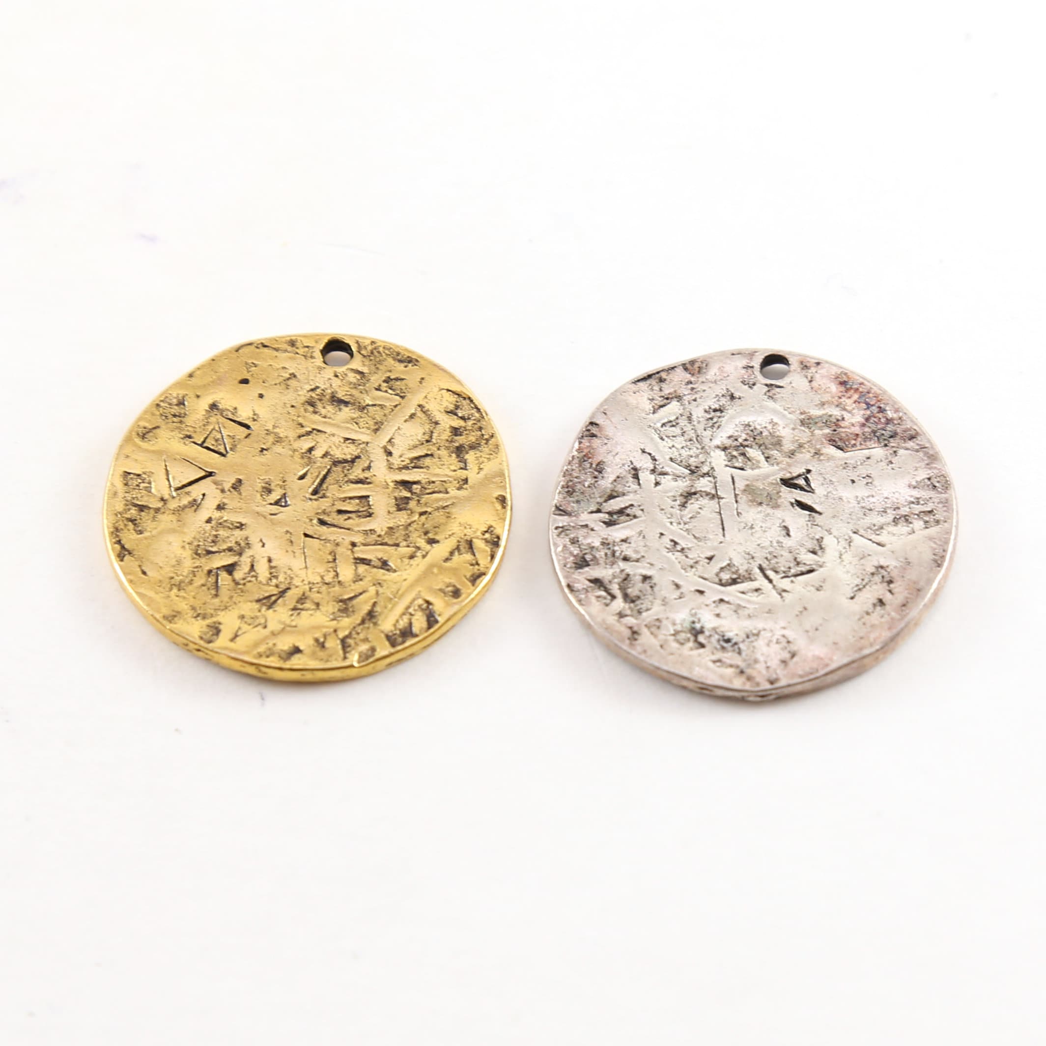 26mm Gold Plated or Pewter Large Textured Medallion Stamping Blank Circle Coin