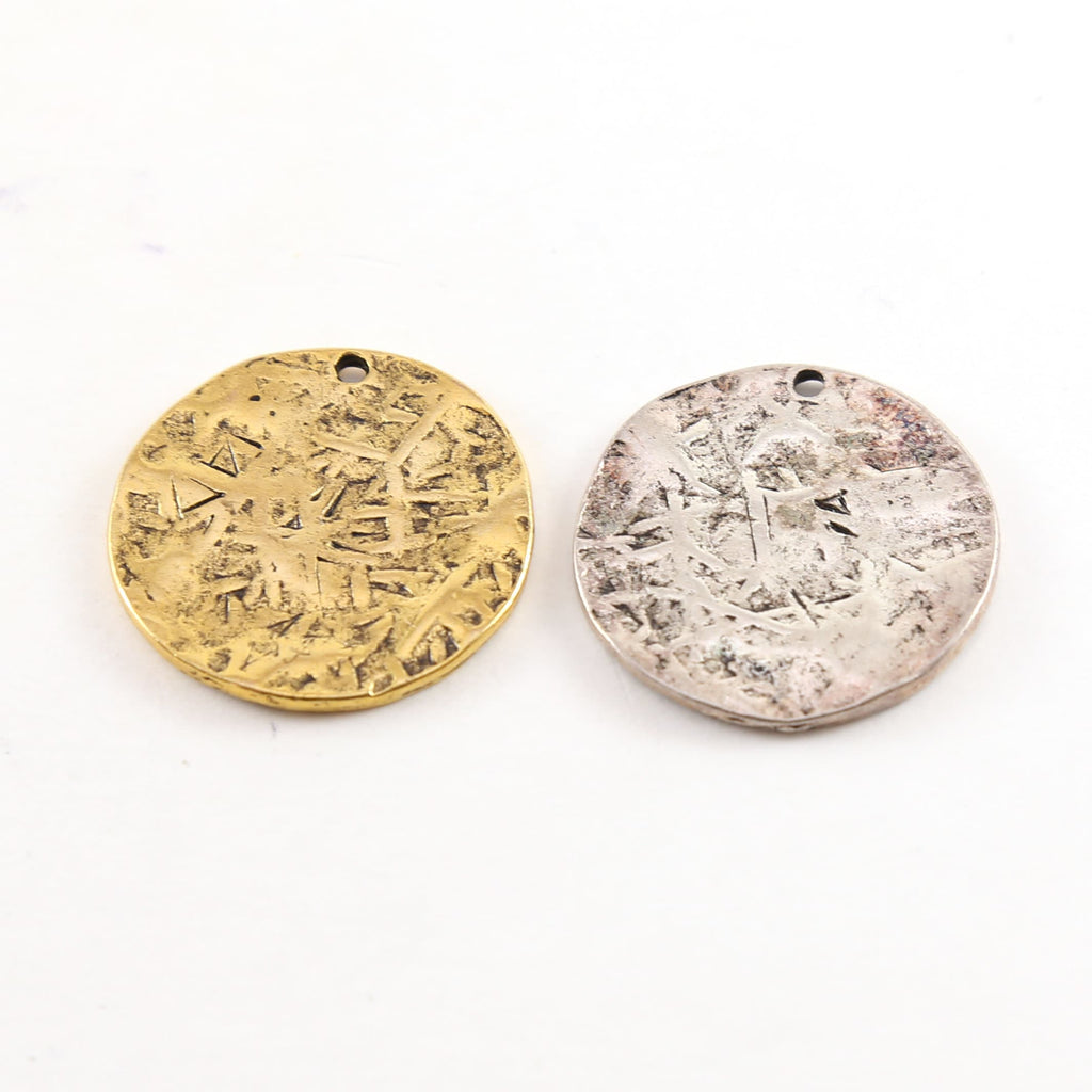 26mm Gold Plated or Pewter Large Textured Medallion Stamping Blank Circle Coin