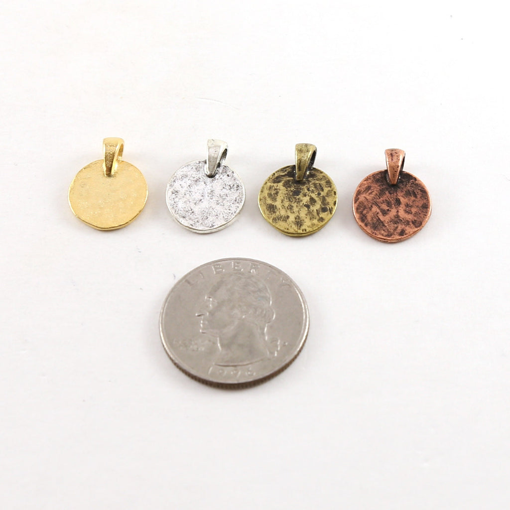 16mmx13mm Pewter Small Hammered Stamping Blank Circle Coin Charm