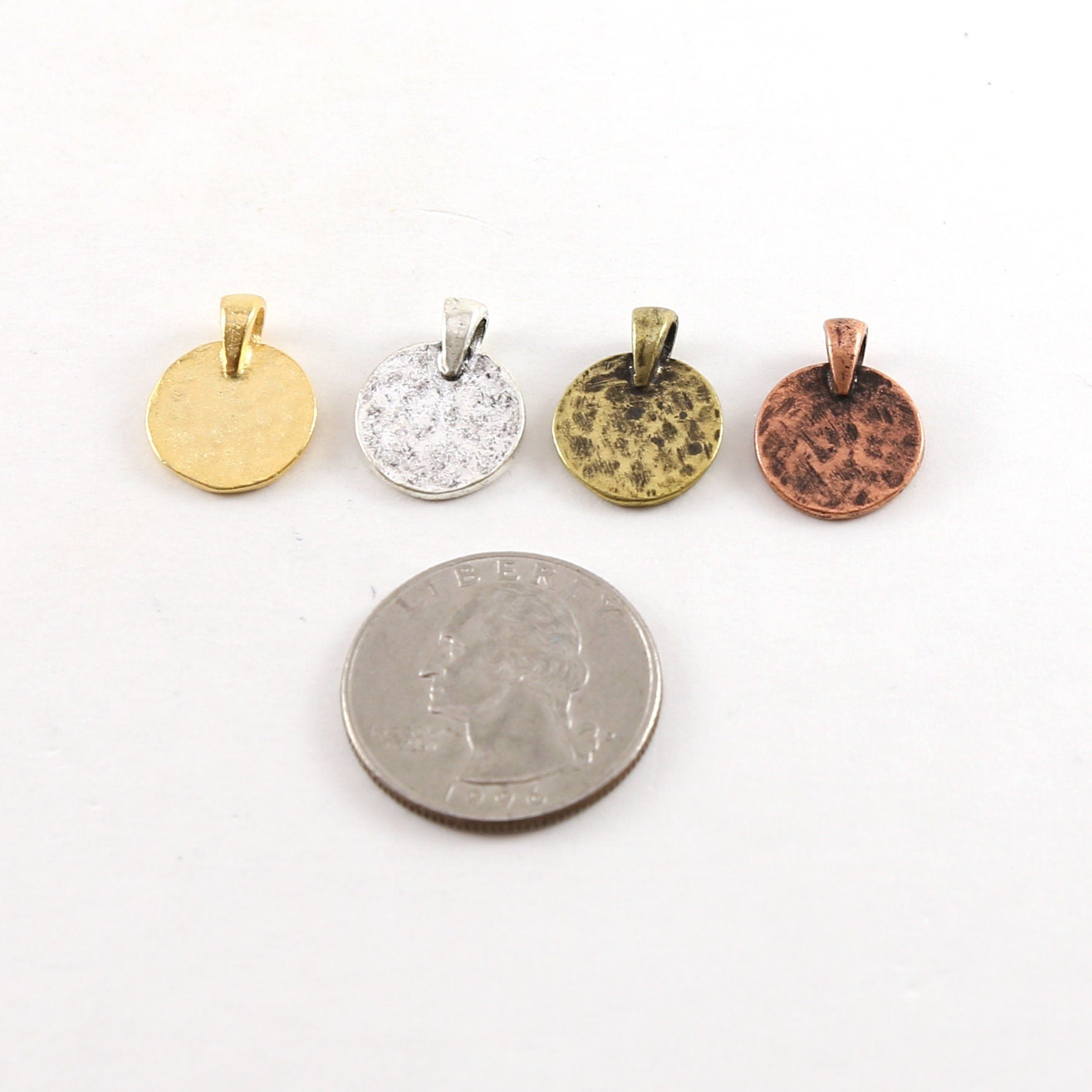 16mmx13mm Pewter Small Hammered Stamping Blank Circle Coin Charm