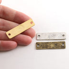 Pewter Metal Hammered 36mm x 10mm Stamping Blank Double Hole