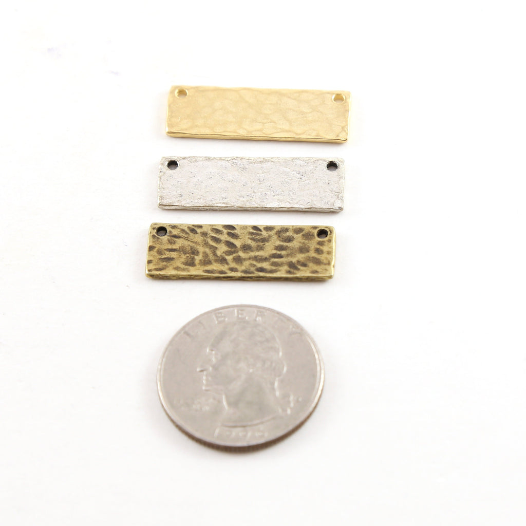 Pewter Metal Hammered 28mm x 9mm Stamping Blank Double Top