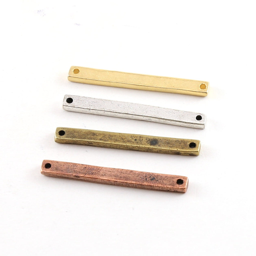 Pewter Metal Thick Horizontal Bar Connector 35mm x 3mm