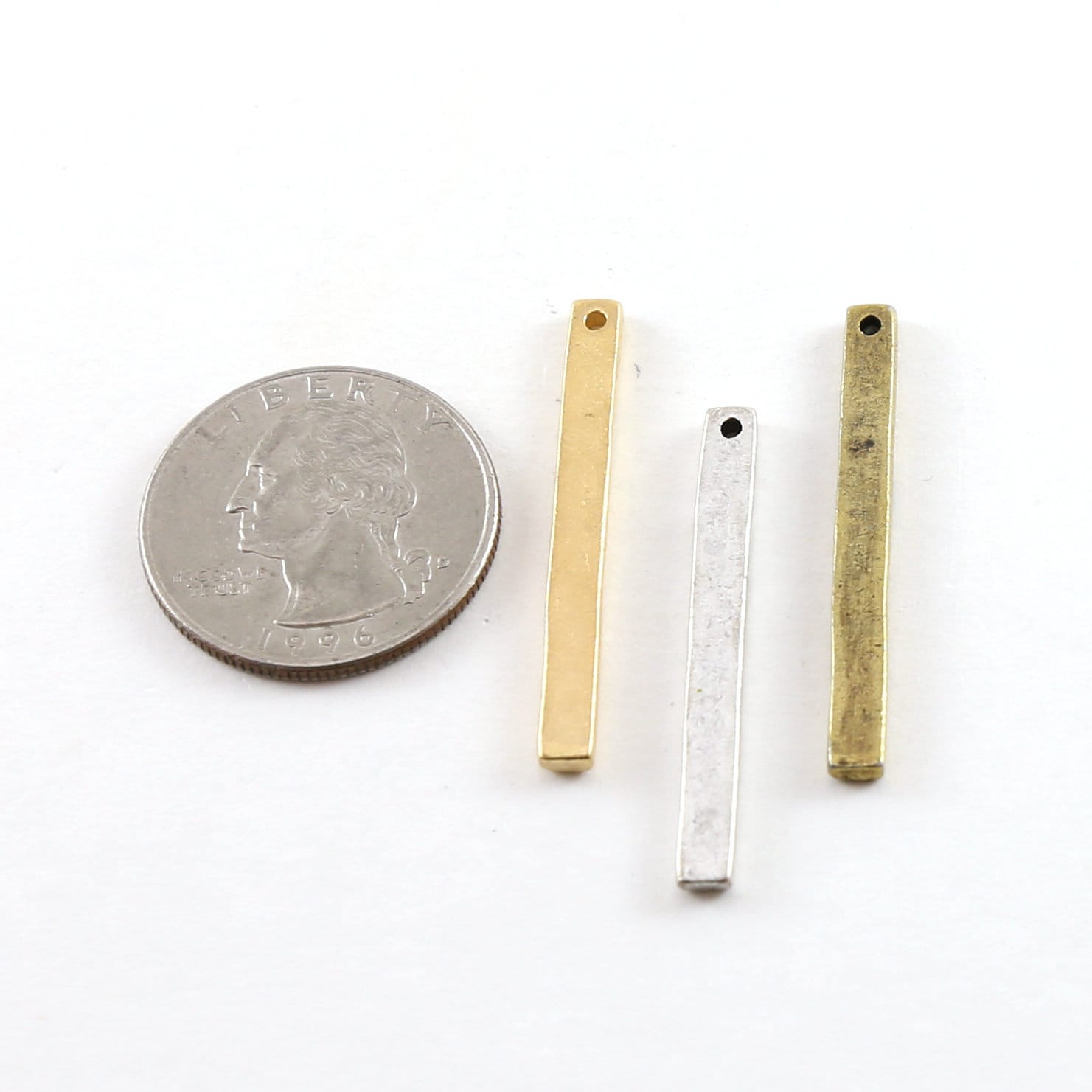 Pewter Metal Thick Long Bar Pendant 35mm x 3mm Stamping Blank