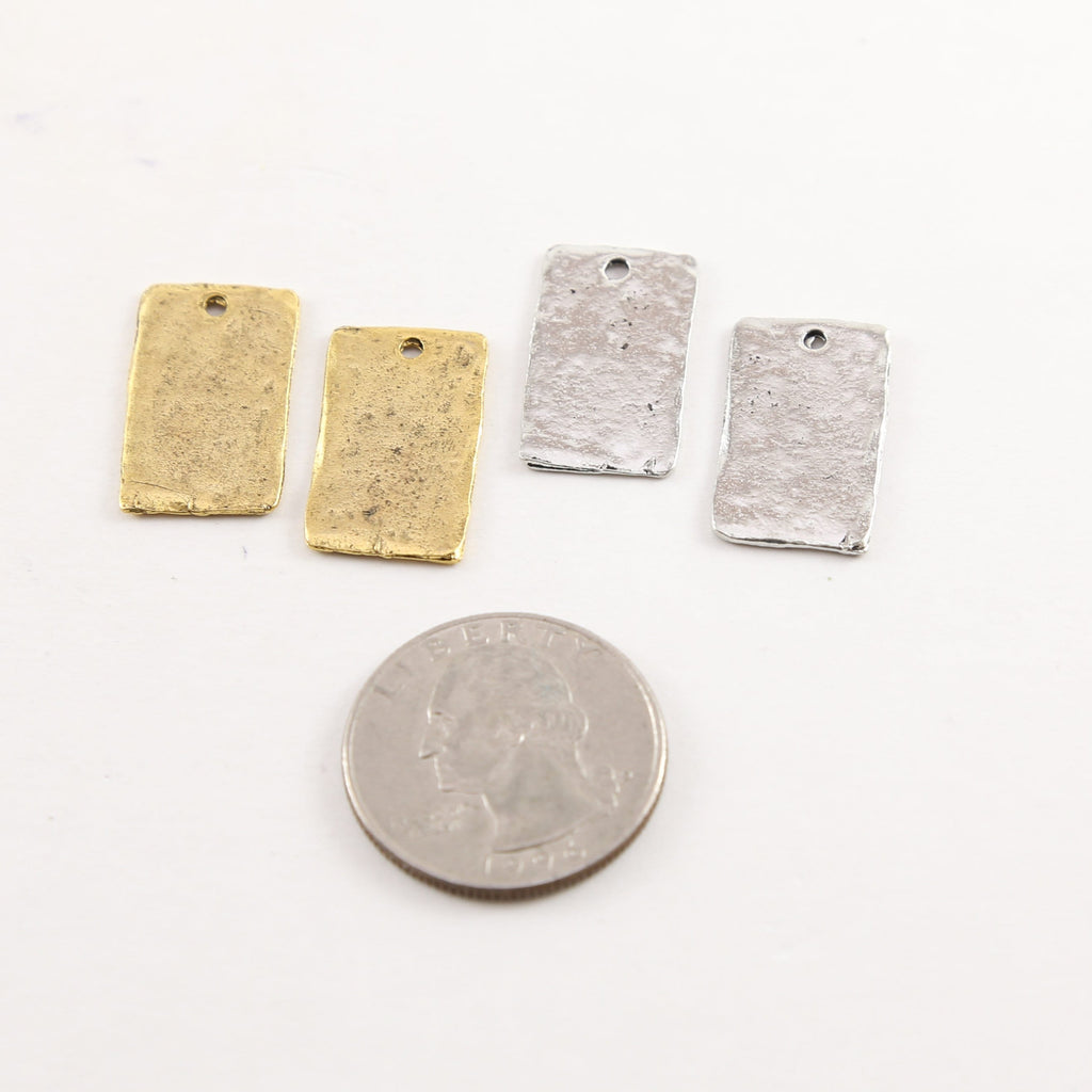 Pewter Metal Textured 21mm x 12mm Stamping Blank Rectangle (2pc)