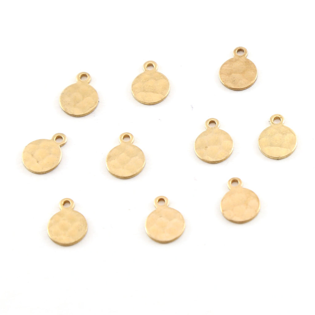 Raw Brass Tiny 9mm x 7mm Metal Hammered Stamping Blank Circle (10pc)