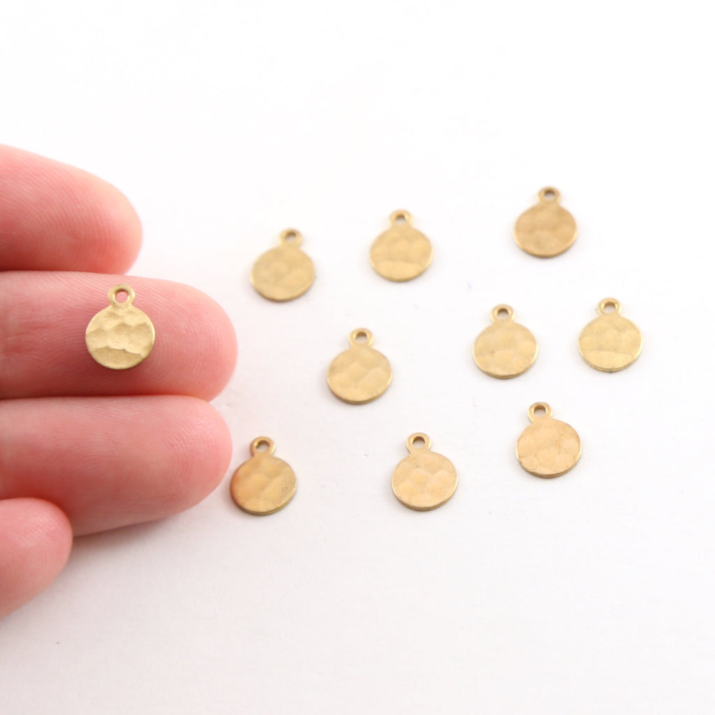 Raw Brass Tiny 9mm x 7mm Metal Hammered Stamping Blank Circle (10pc)