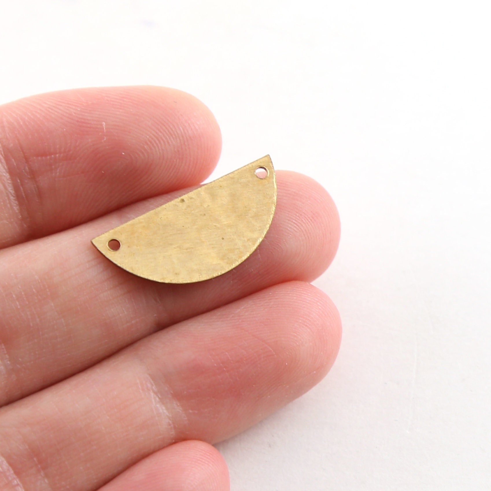 21mmx10mm Brass Small Lightweight Metal Stamping Blank Half Circle (4pc)