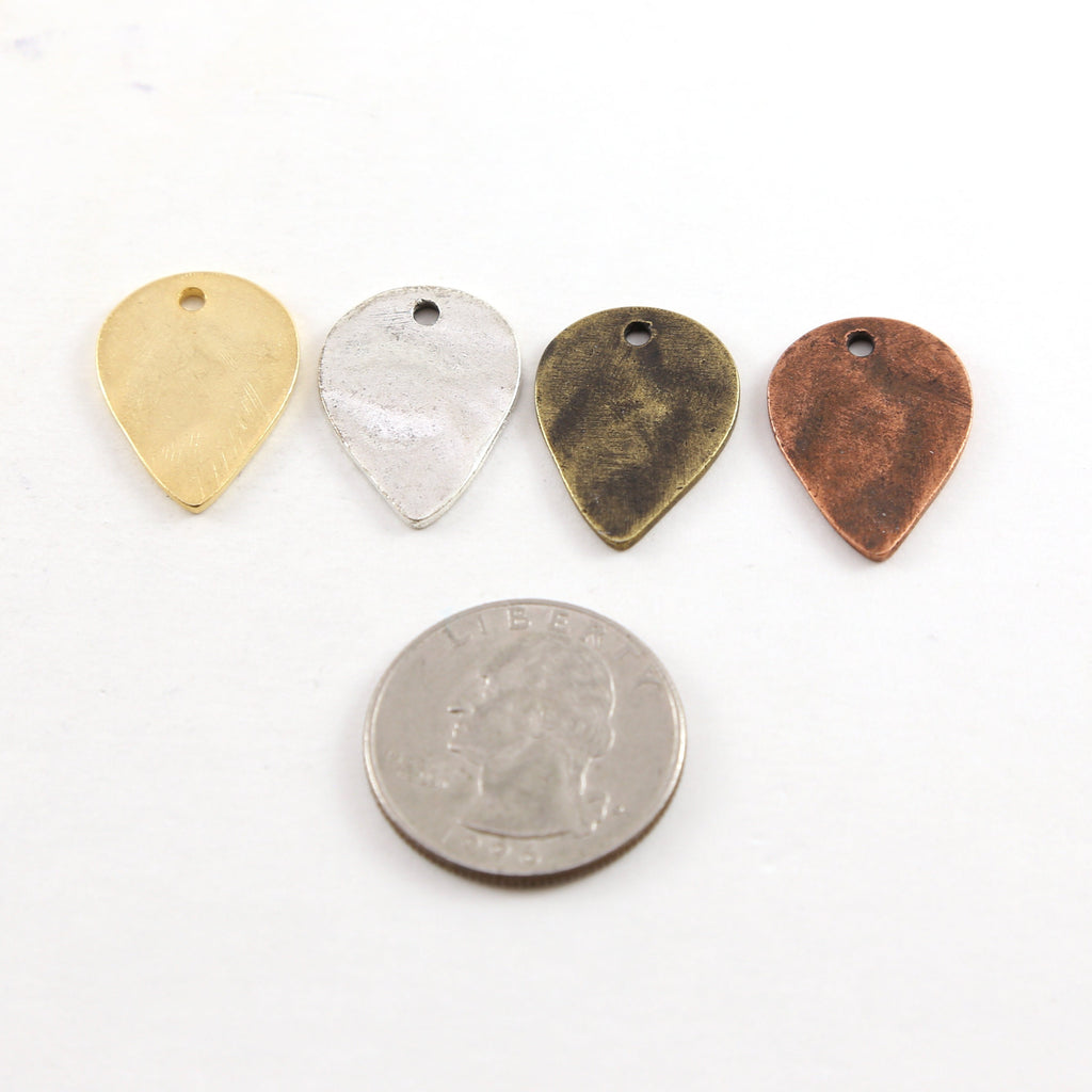 Pewter Large Metal Hammered Upside Down Teardrop Stamping