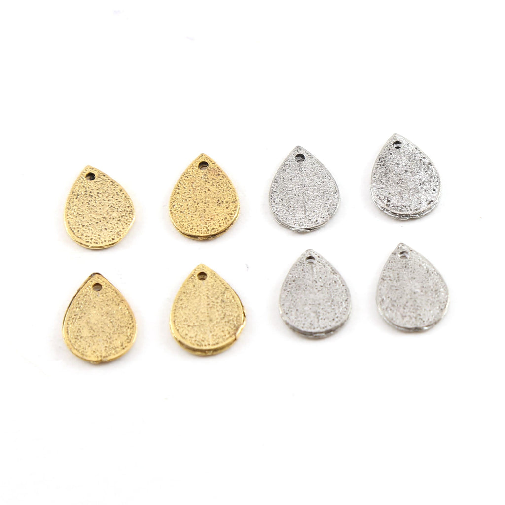 13mmx9mm Pewter Metal Speckle Textured Teardrop Stamping Blank Dagger (4pc)