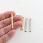 Pewter Metal Thick Long Bar Pendant Stamping Blank Single Hole (2pc)