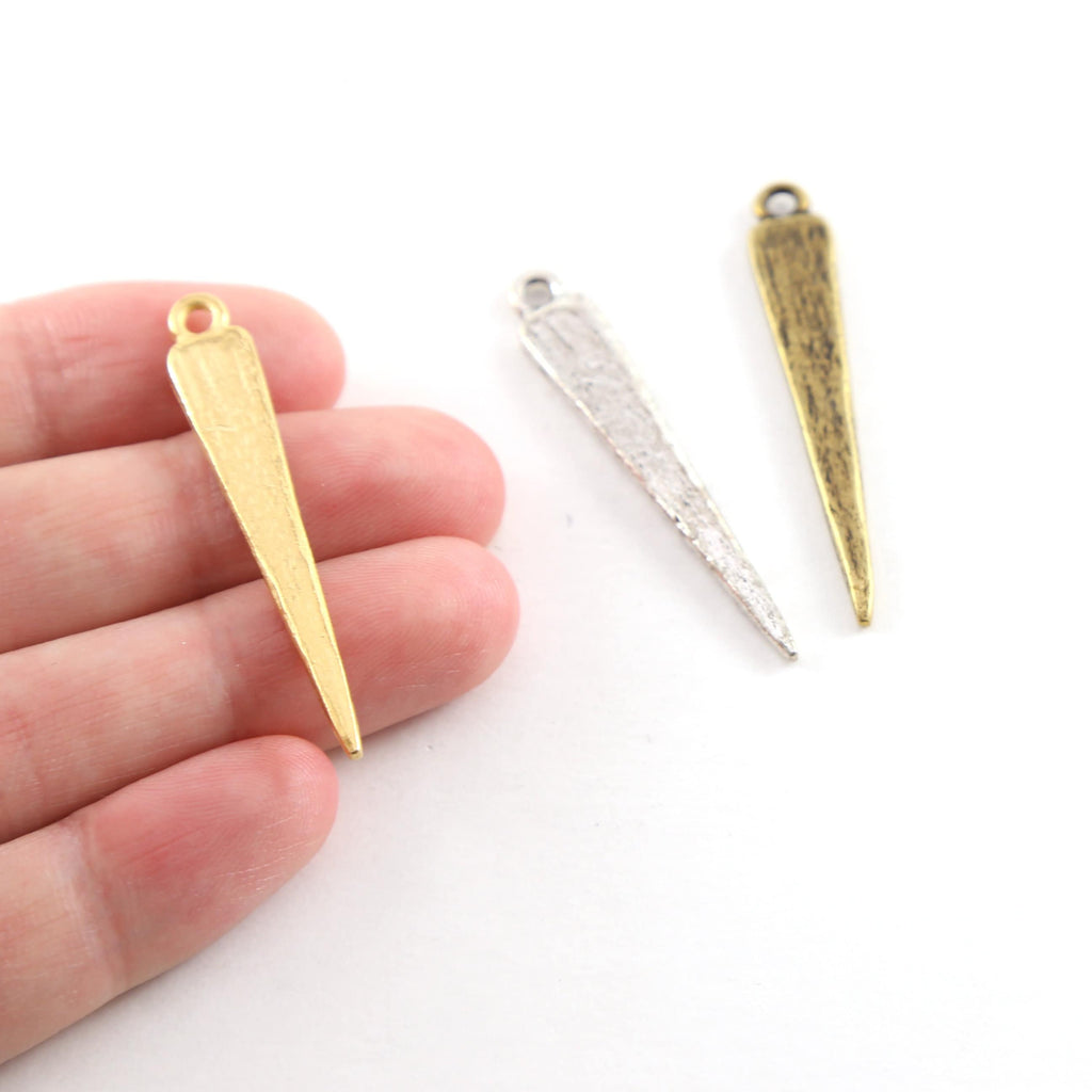 Pewter Metal Thick Spike Triangle Dagger Pendant 40mm x 6mm