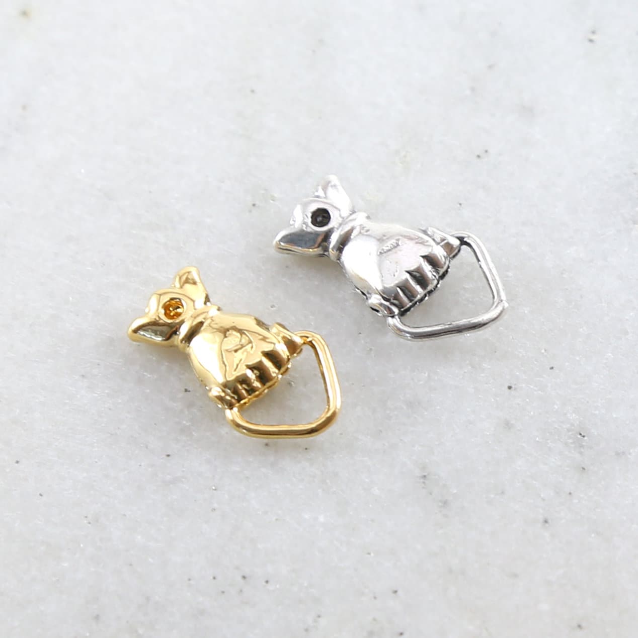 Sterling Silver or Vermeil Vintage Inspired Hand Holding Triangular Ring Charm