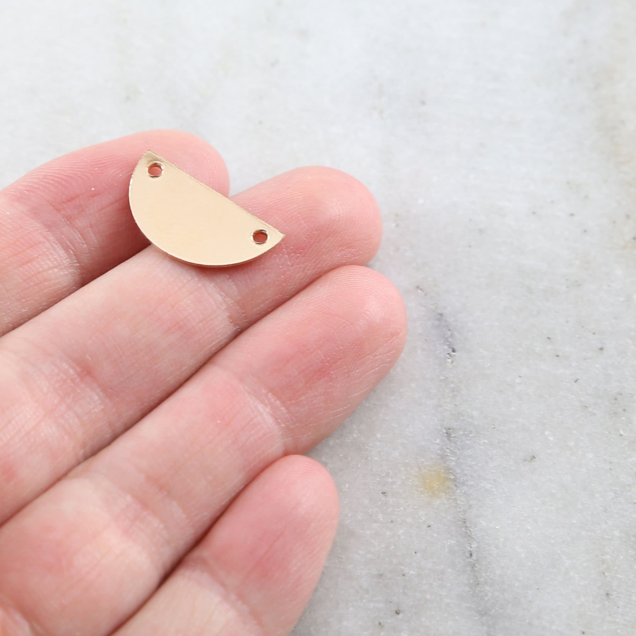 18mmx9mm 14K Gold Filled Half Circle Half Moon Stamping Blank Connector Charm