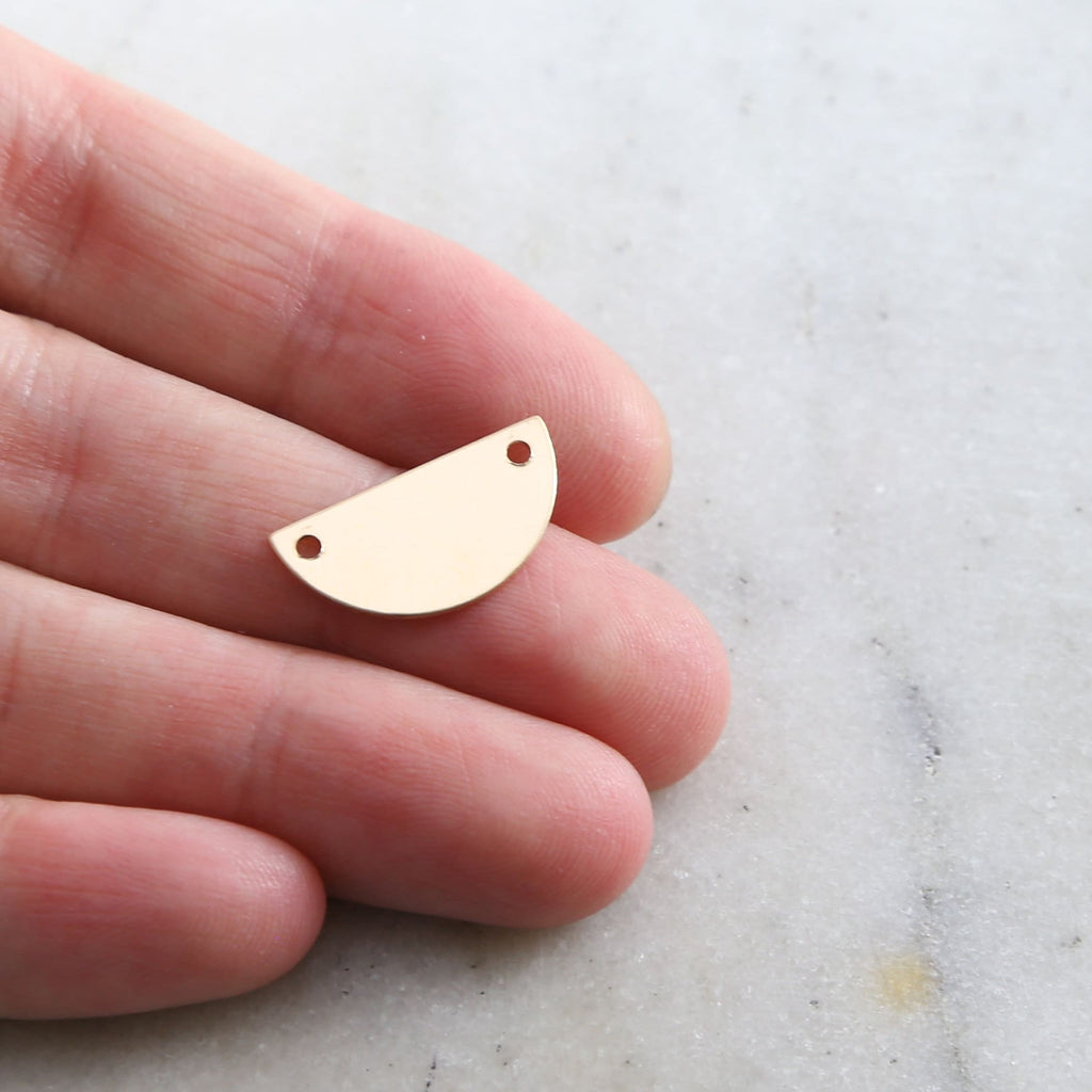 18mmx9mm 14K Gold Filled Half Circle Half Moon Stamping Blank Connector Charm