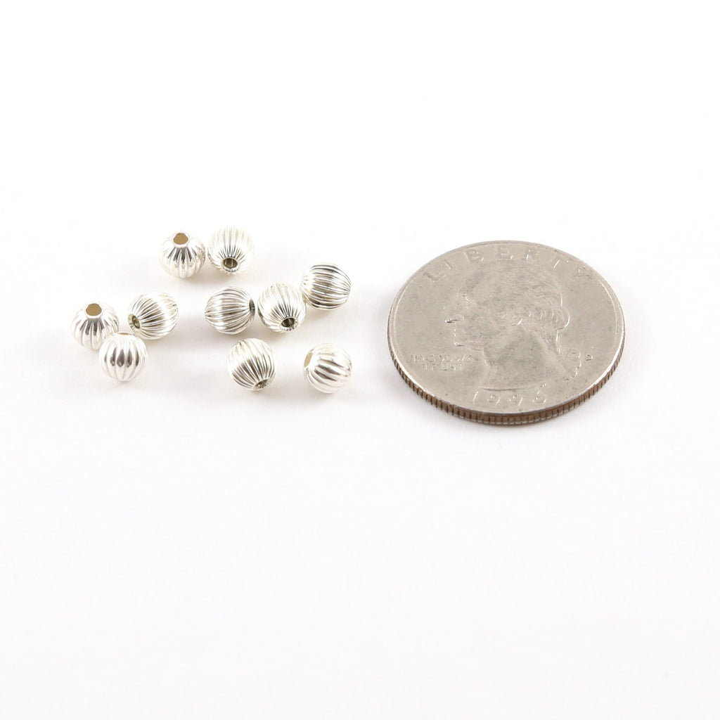 Sterling Silver 5mm Corrugated Seamless Round Spacer Beads (10pc)