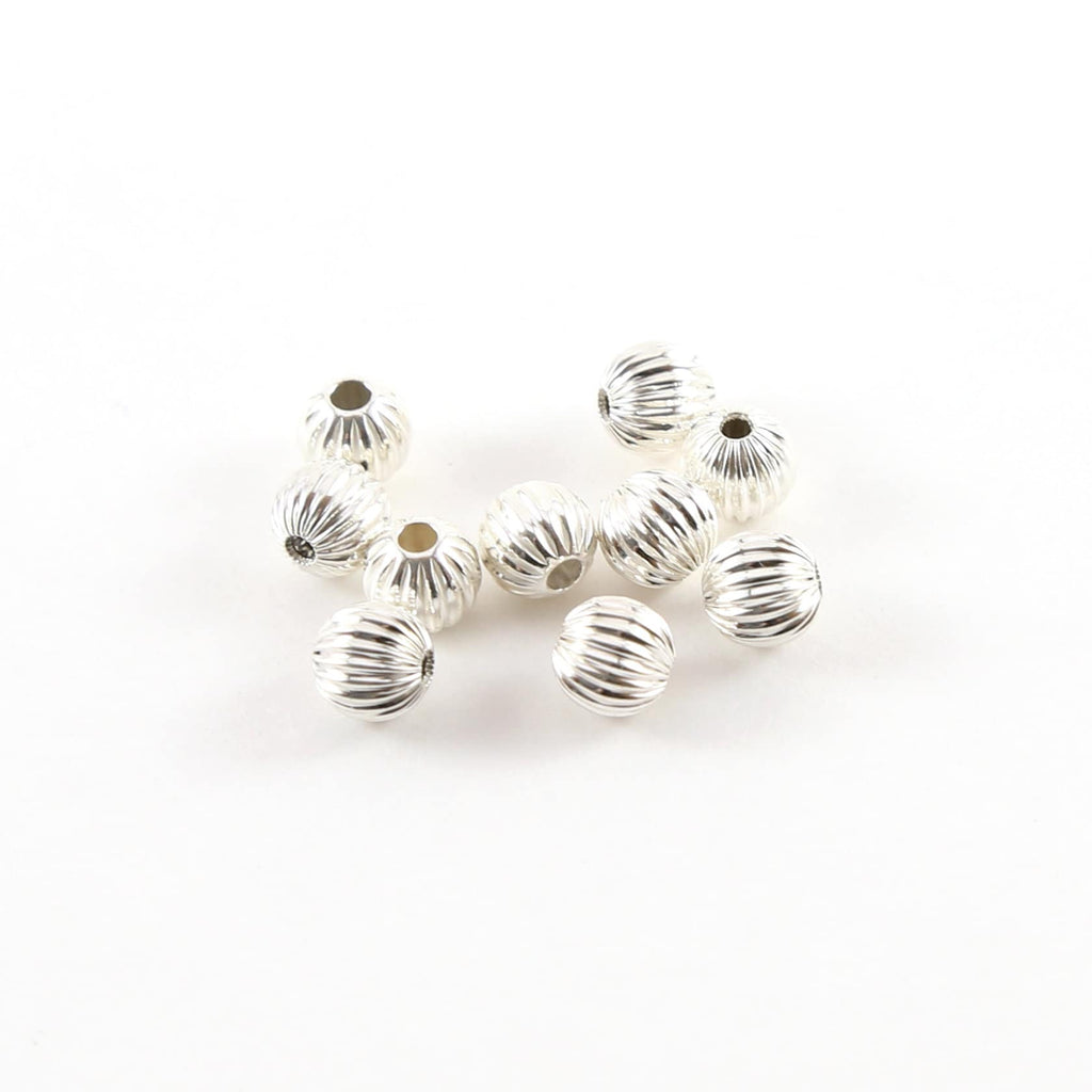 Sterling Silver 6mm Corrugated Seamless Round Spacer Beads (10pc)