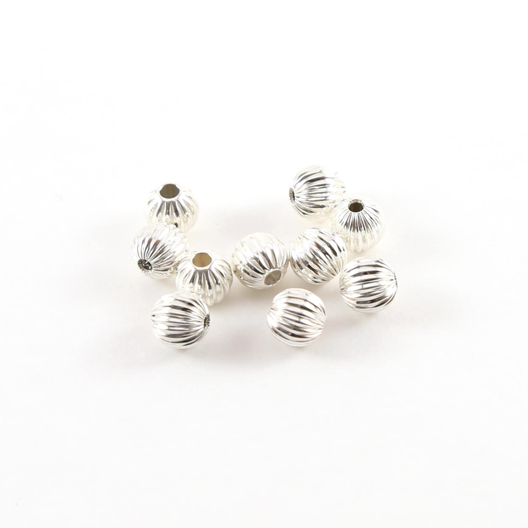 Sterling Silver 6mm Corrugated Seamless Round Spacer Beads (10pc)