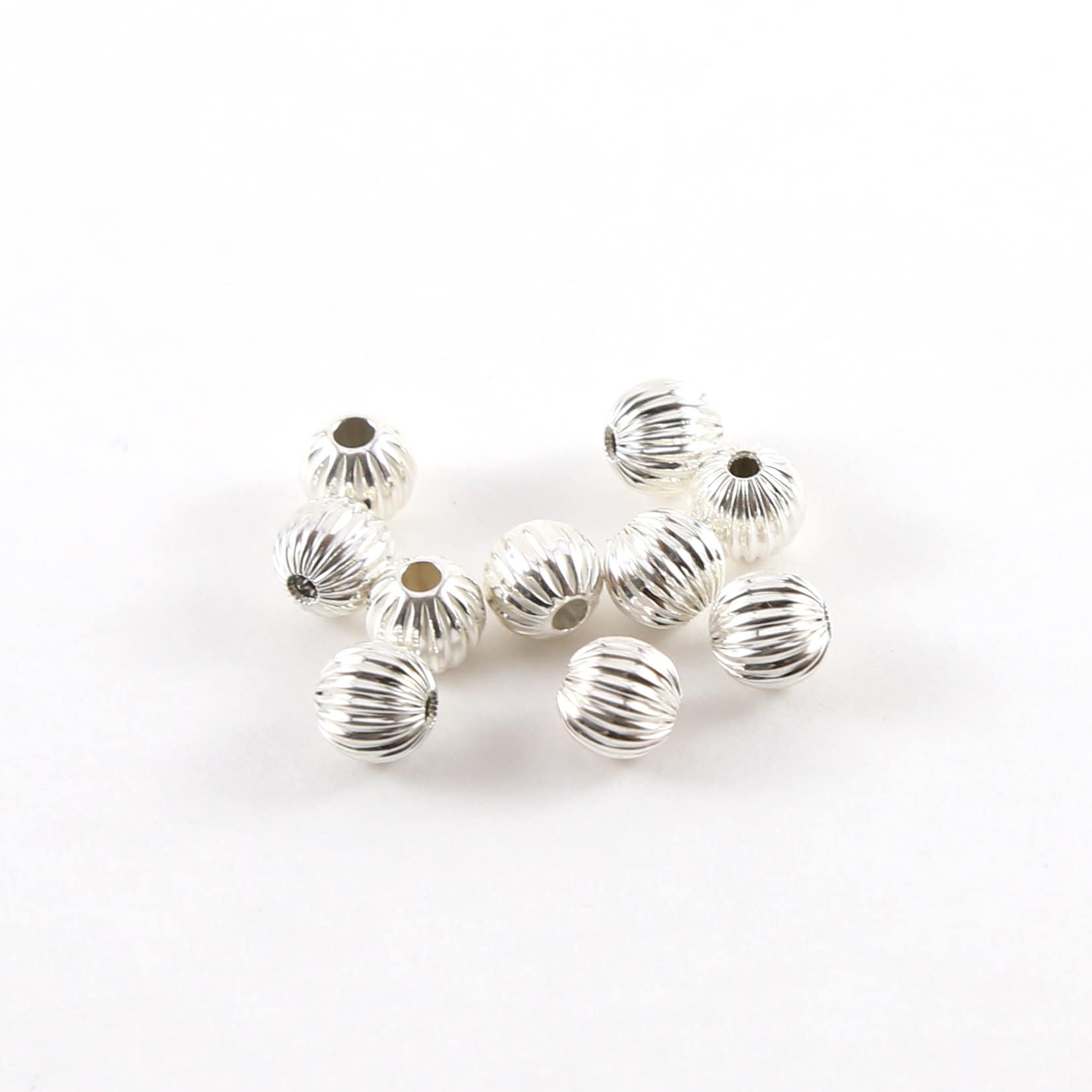 Sterling Silver 6mm Corrugated Seamless Round Spacer Beads (10pc)