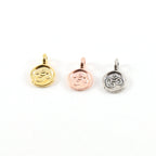 Sterling Silver or Vermeil Tiny Mini Round Om Ohm Stamped Embossed Charm