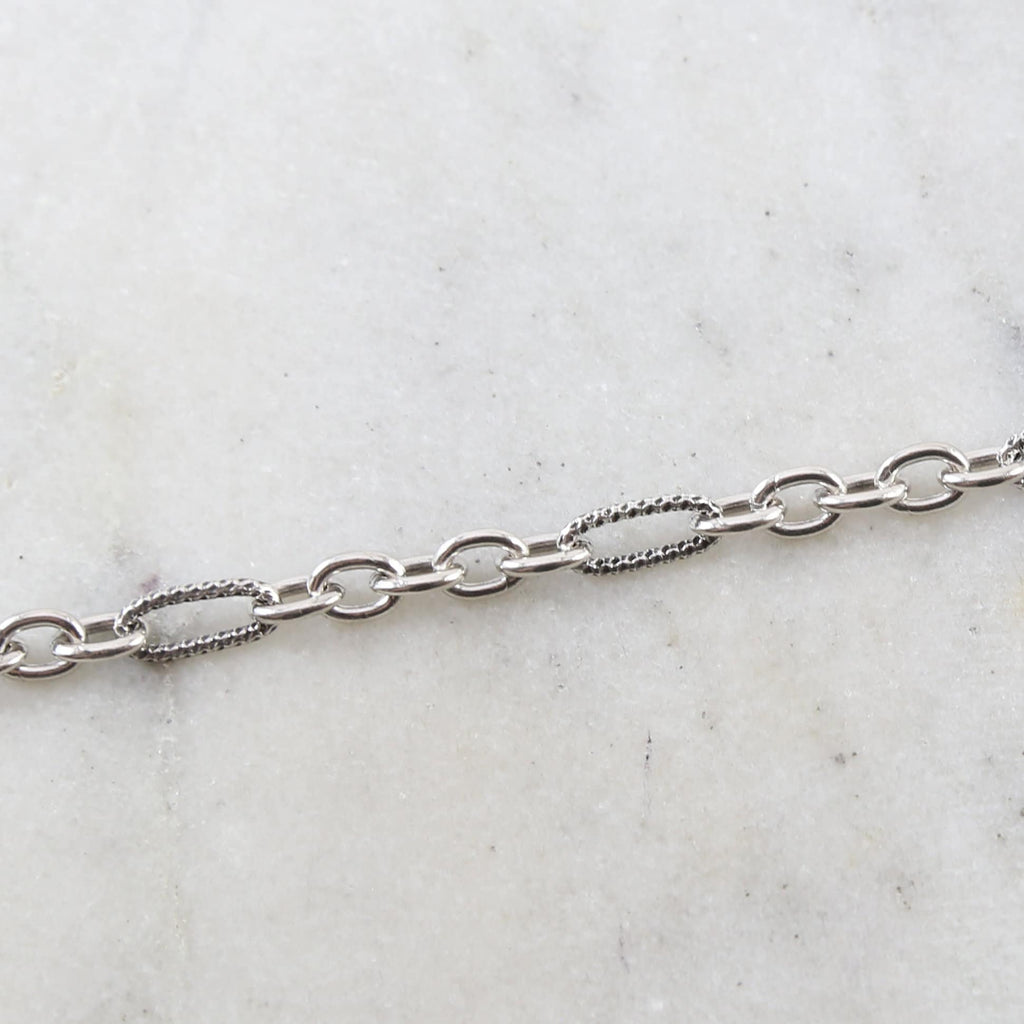 Sterling Silver Solid Thick Textured Hammered Oval Link – Sold by the Foot