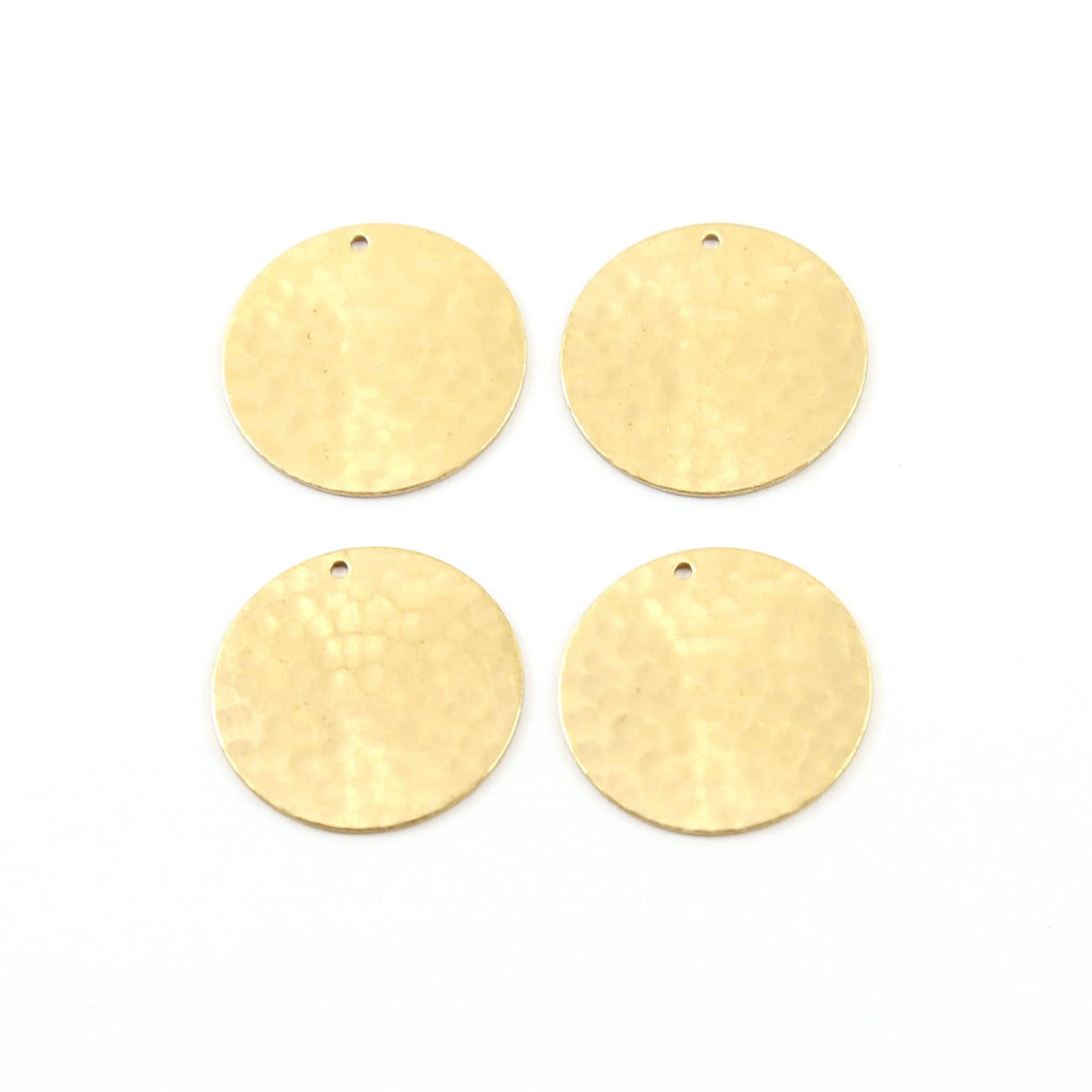 Brass 22mm Hammered Textured Coin Circle Round Charm Stamping (4pc)