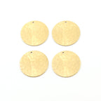 Brass 22mm Hammered Textured Coin Circle Round Charm Stamping (4pc)