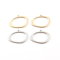 25mmx18mm Pewter Smooth Open Raw Organic Shape Egg Circle Charm Matte (2pc)