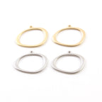 25mmx18mm Pewter Smooth Open Raw Organic Shape Egg Circle Charm Matte (2pc)