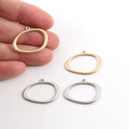 25mmx18mm Pewter Smooth Open Raw Organic Shape Egg Circle Charm Matte (2pc)