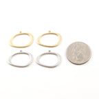 25mmx18mm Pewter Smooth Open Raw Organic Shape Egg Circle Charm Matte (2pc)