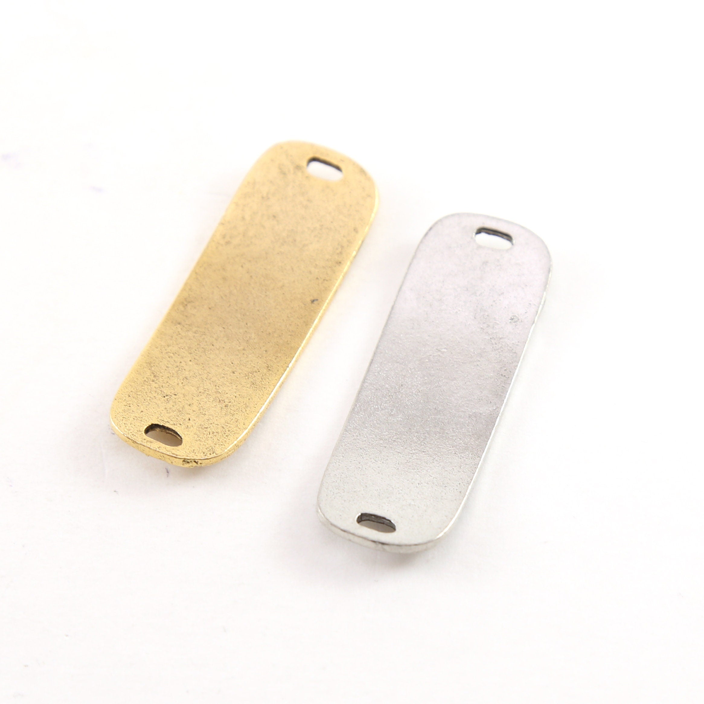 Pewter Large Medical Bracelet Curved 2 Hole Connector Link