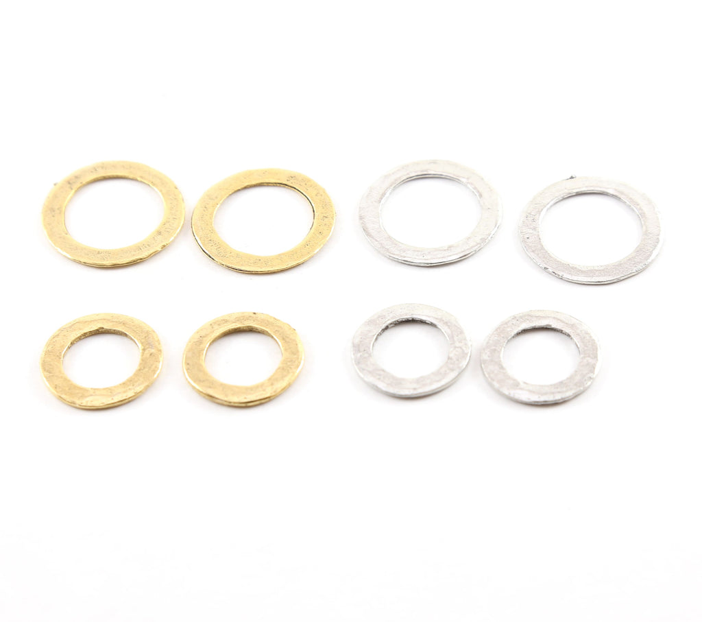 Pewter Medium or Small 23mm or 19mm Metal Raw Organic Open (2pc)