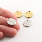 Sterling Silver or Pewter Textured Hammered 13mm x 12mm Organic Raw (2pc)