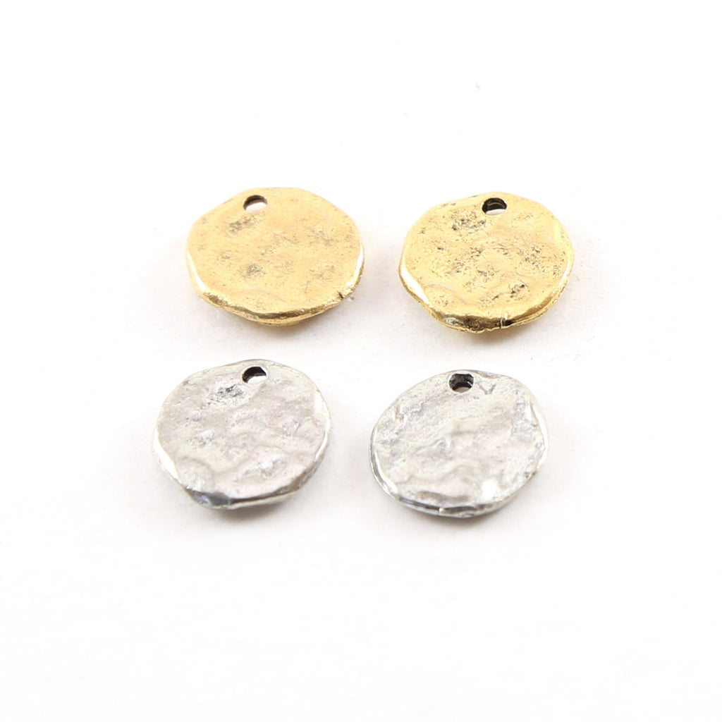 Sterling Silver or Pewter Textured Hammered 13mm x 12mm Organic Raw (2pc)