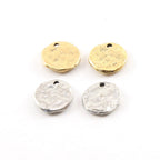 Sterling Silver or Pewter Textured Hammered 13mm x 12mm Organic Raw (2pc)