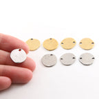 Sterling Silver or Pewter Thin 13mm Organic Raw Shape Round Stamping (2pc)