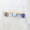 Gold Plated Beautiful Gemstone Curved Point Horn Charm 1 Loop