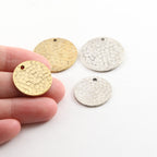 Sterling Silver or Pewter 2 Size Options Metal Textured Hammered Round Circle