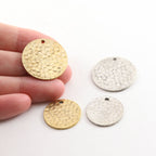 Sterling Silver or Pewter 2 Size Options Metal Textured Hammered Round Circle