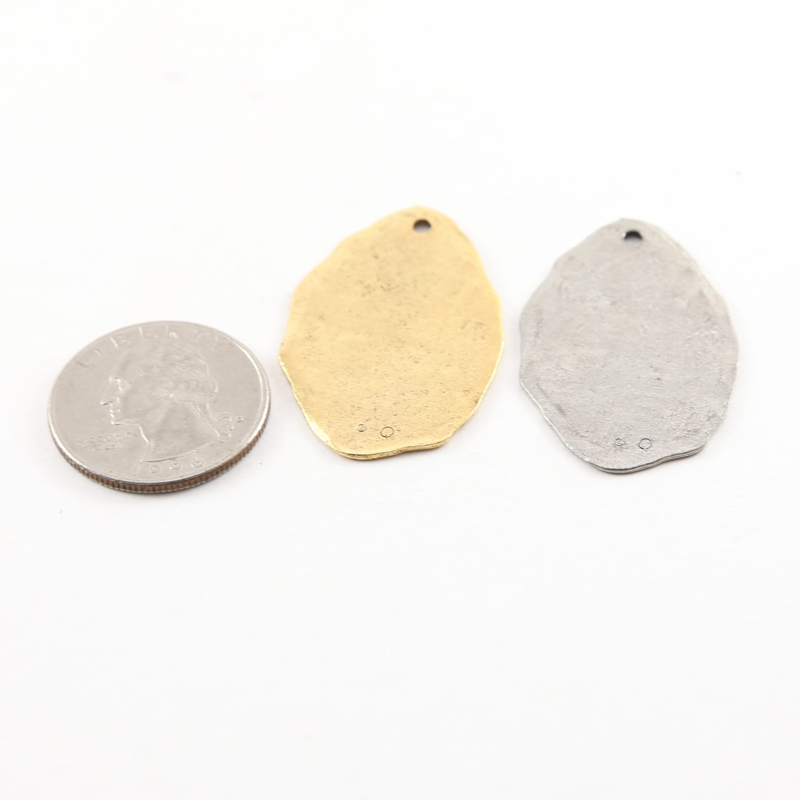 37mmx24mm Pewter Large Oblong Oval Line Textured Stamping Medallion