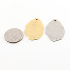 Pewter Large Oblong Oval Line Textured Stamping Medallion