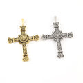77mmx50mm Pewter Extra Large Detailed Cross Pendant Religious Spiritual