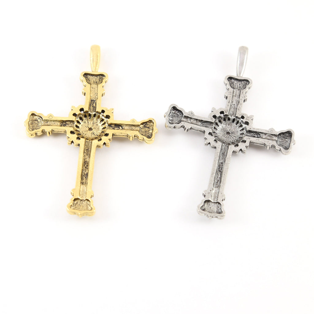 77mmx50mm Pewter Extra Large Detailed Cross Pendant Religious Spiritual